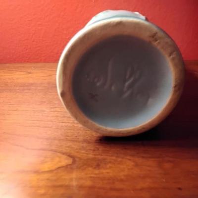 Vintage Weller Pottery Vase Blue with Leaf