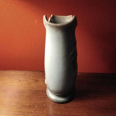 Vintage Weller Pottery Vase Blue with Leaf