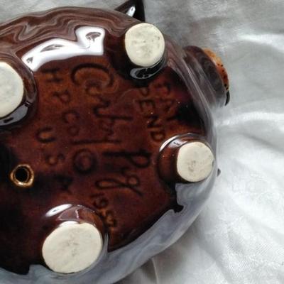 1957 Hull Corky Pig Piggy Bank (All Original) Marked Patent Pending