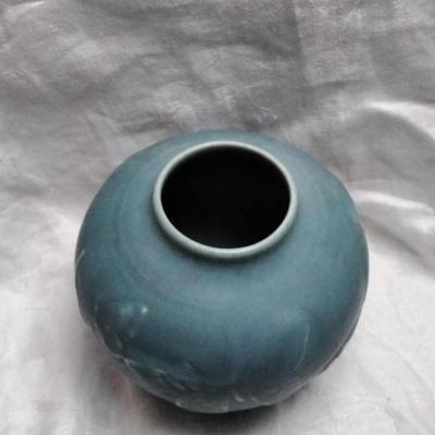 Rookwood Pottery 1950 Vintage Matte Blue Butterfly Ceramic Vase 6509