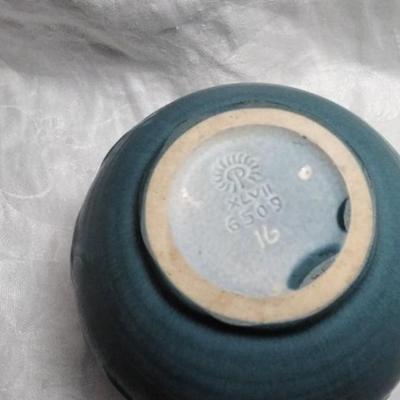 Rookwood Pottery 1950 Vintage Matte Blue Butterfly Ceramic Vase 6509