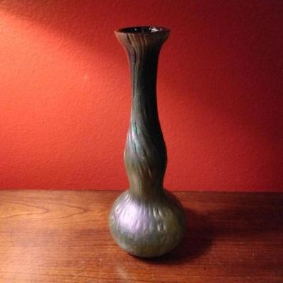 Kralik Neptune Sea Urchin Iridescent Vase 8" Circa 1900-1905