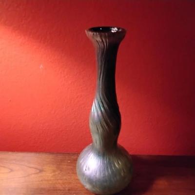Kralik Neptune Sea Urchin Iridescent Vase 8" Circa 1900-1905