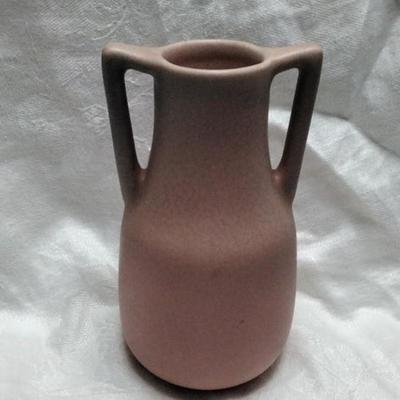 Rookwood 1927 Vintage Art Deco Pottery Mottled Pink Ceramic Handled Vase 2562