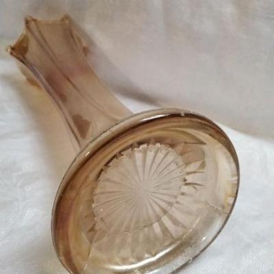 Dugan Thin Rib 9" Marigold Carnival Glass Swing Vase