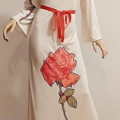 Vtg 1970s Lilli Diamond Rare Maxi dress with Rose ?️ and Sash