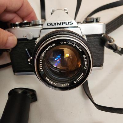 Vintage Olympus OM-1 SLR Camera w Lens Flash Winder