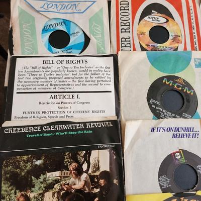 Lot of Vinyl Records 45 RPM Rolling Stones Mama Cass CCR Animals James Taylor Argent Eagles