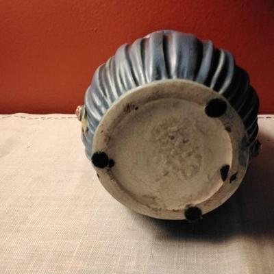 ANTIQUE WELLER POTTERY BLUE DRAPERY VASE, 8"