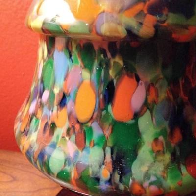 1930s Czech Kralik Art Glass End of Day Candy Dish/Vase 9”