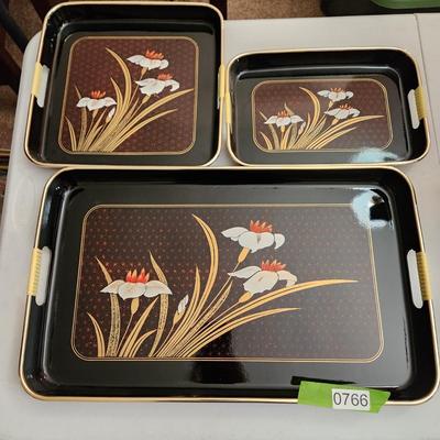 Vintage 3 Piece Japanese Lacquer Serving trays