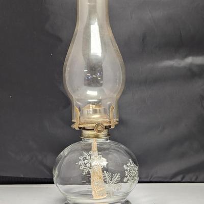 `Vintage Farm Lamp Lights Clear Glass With Snowflakes