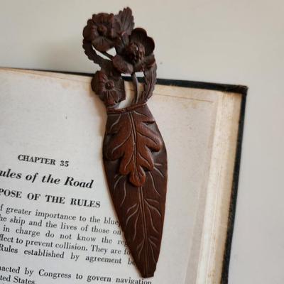 Hand-Carved Wood Swiss Bookmark with Stanhope Viewer