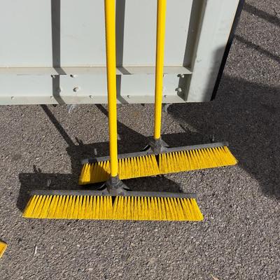 2 Yellow NEWER Push Brooms