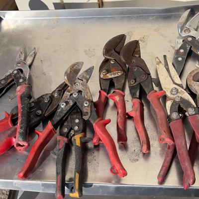 Tin Snips and Metal Cutters, in a blue tote