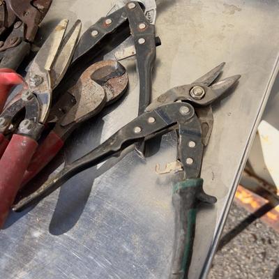 Tin Snips and Metal Cutters, in a blue tote