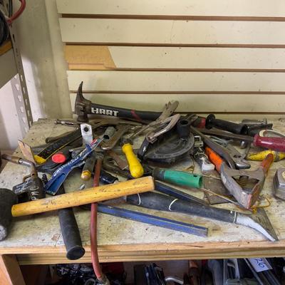 Pile of Hand Tools; Hammer, Torch and Pry Bar