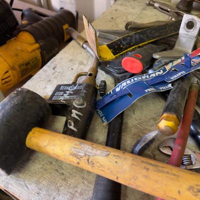 Pile of Hand Tools; Hammer, Torch and Pry Bar
