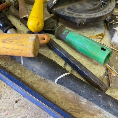 Pile of Hand Tools; Hammer, Torch and Pry Bar