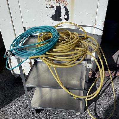 Yellow and Green Air Hose. 