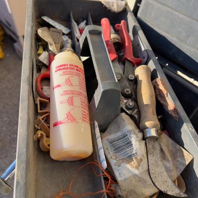 Plastic Tool Box with Carpet Tools 