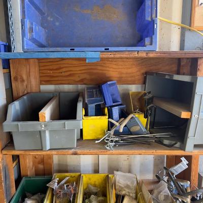 Parts Bins on 2 shelves 