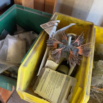 Parts Bins on 2 shelves 