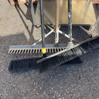 2 Push Brooms and a Gravel Racks