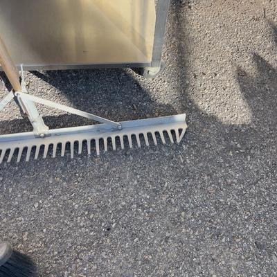 2 Push Brooms and a Gravel Racks