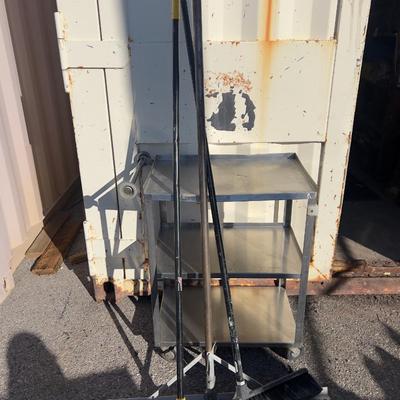 2 Push Brooms and a Gravel Racks