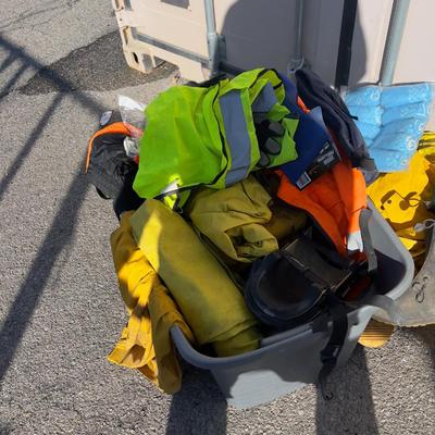 Pile of Rain Coats and Safety Gear