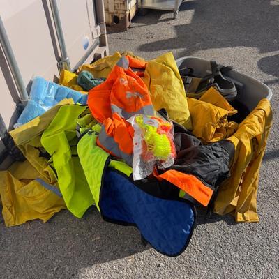 Pile of Rain Coats and Safety Gear
