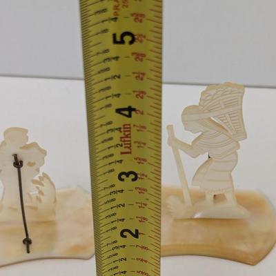 Vintage Mother Of Pearl Figures Attached To Mother Of Pearl Base