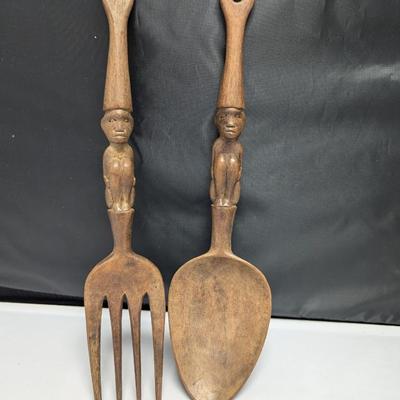 Carved Wooden Tribal Serving Set