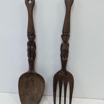 Carved Wooden Tribal Serving Set