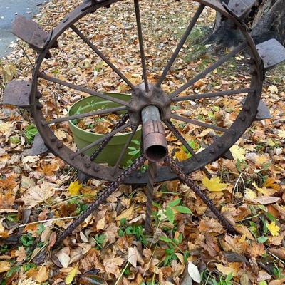 Large metal wagon Ferris wheel decor