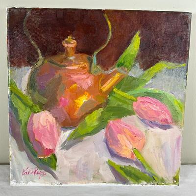 151 Original Oil Painting "Pink Tulips" by Kathie Rogers