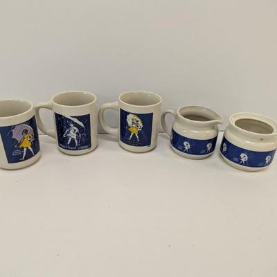 Morton Salt Coffee Mugs - Creamer - Sugar Dish No Lid