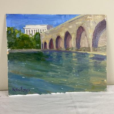 156 Original Oil Painting "Bridge Waters" by Kathie Rogers
