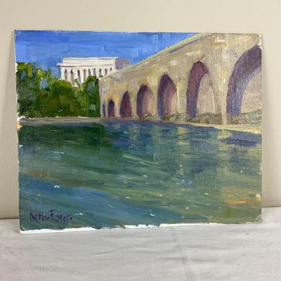 156 Original Oil Painting "Bridge Waters" by Kathie Rogers