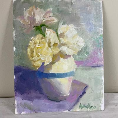 157 Original Oil Painting "Three Carnations" by Kathie Rogers