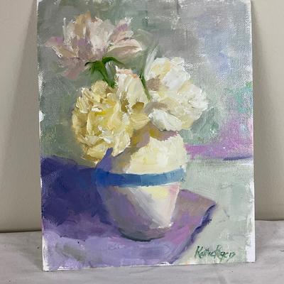 157 Original Oil Painting "Three Carnations" by Kathie Rogers