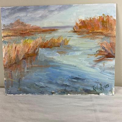 Sale Photo Thumbnail #484: Original oil on board measuring 8" high x 10" wide 
Suggested retail $195 
Signed lower right hand corner