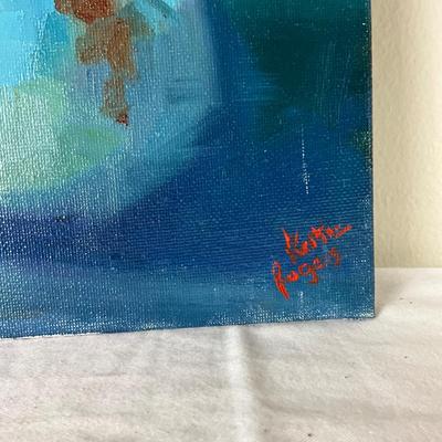 161 Original Oil Painting "Roses in Blue Pitcher" by Kathie Rogers