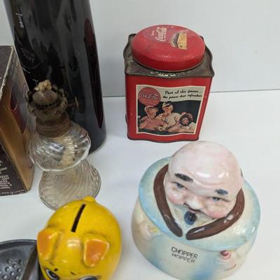 Vintage Lemon Squeezer Travel Mugs Oil Lamp Coronet Splicer Piggy Bank