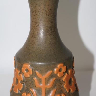 HYALYN POTTERY VASE "ORANGE TREE OF LIFE" 10"