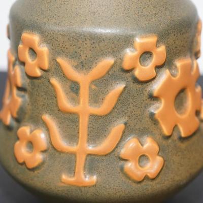 HYALYN POTTERY VASE "ORANGE TREE OF LIFE" 10"