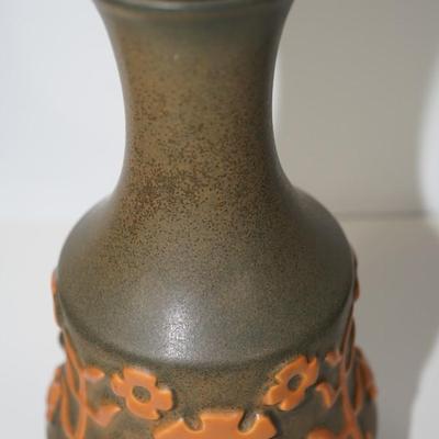 HYALYN POTTERY VASE "ORANGE TREE OF LIFE" 10"