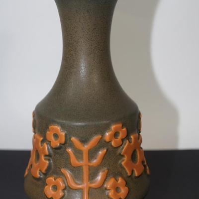 HYALYN POTTERY VASE "ORANGE TREE OF LIFE" 10"