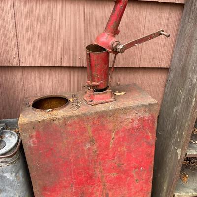 Red metal pump of some sort